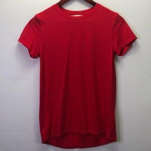 Athleta Workout Track Red Mesh Shirt Small